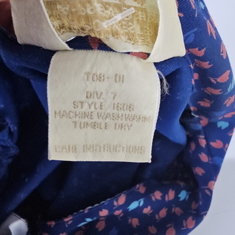 Vintage Sears Blue Tulip Perma Prest Button Shirt Size L, 29 70s All Over Print - Picture 12 of 14